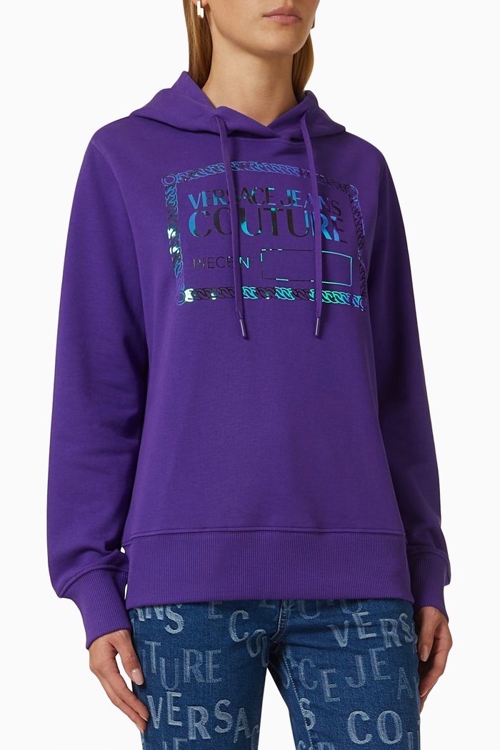 

Logo Hoodie in Cotton Fleece, Blue