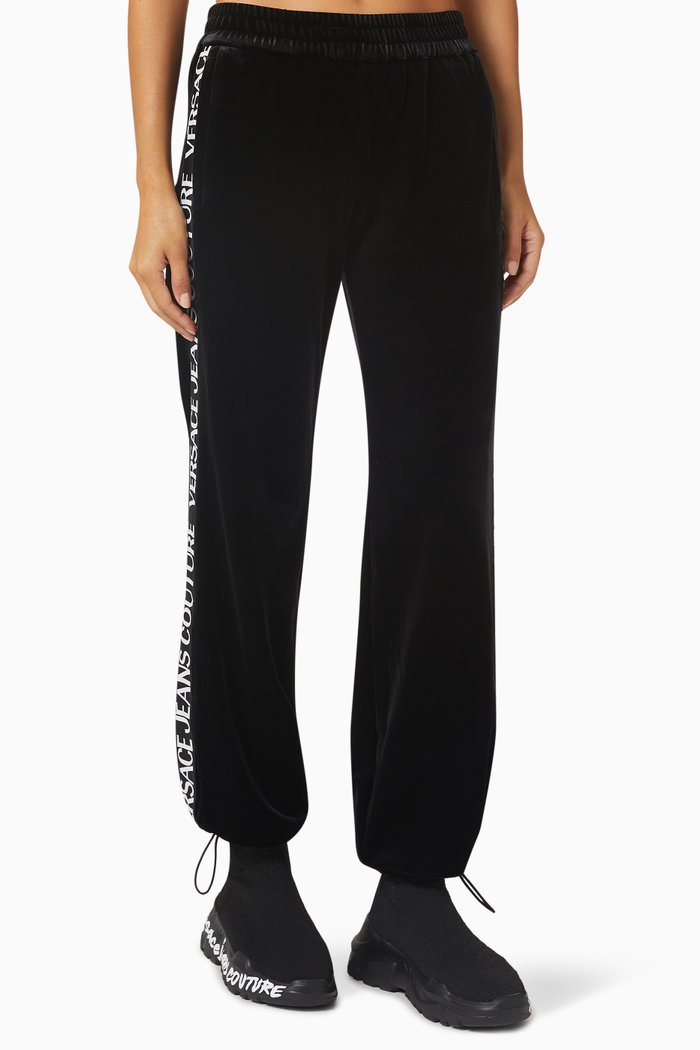 

Logo Embroidered Sweatpants in Velvet, Black