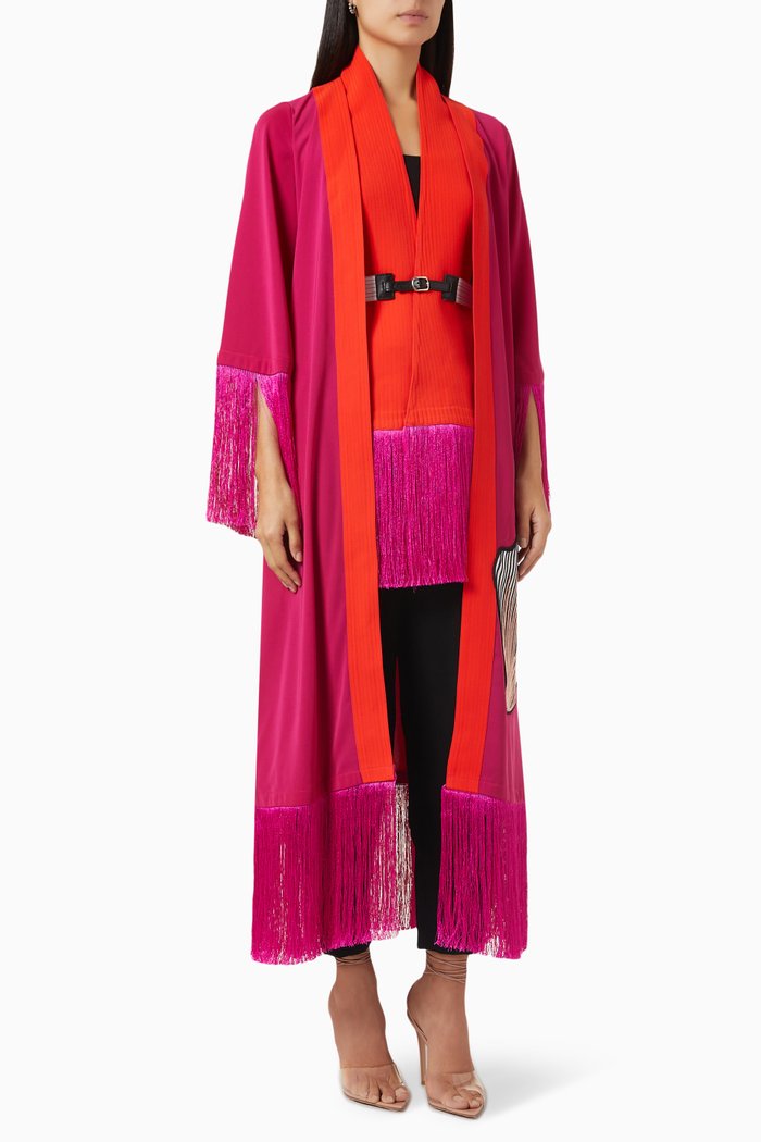 

Fringe Trim Jacket, Pink