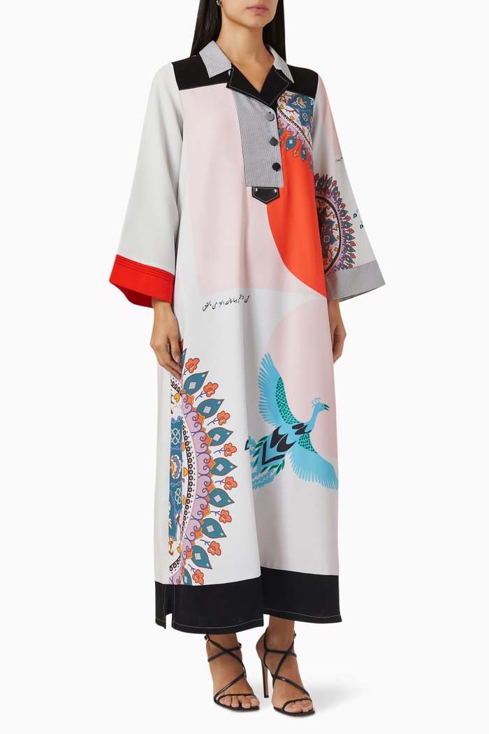 

Printed Long Sleeve Kaftan, Multicolour