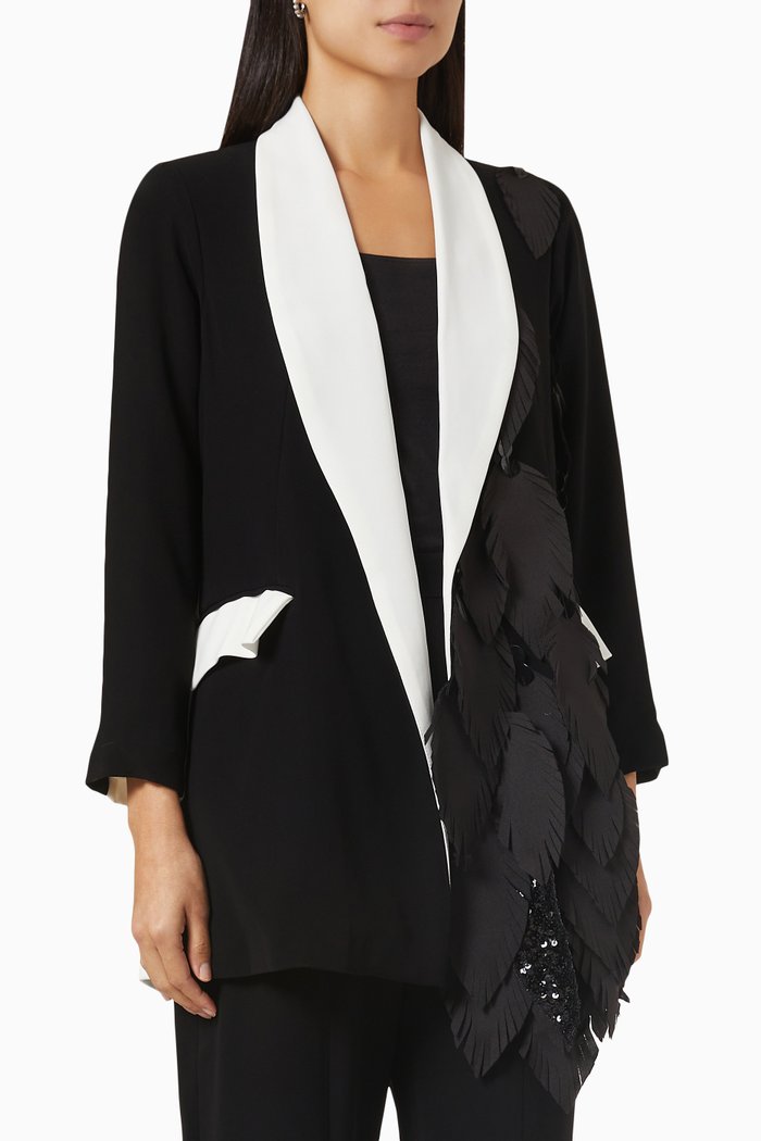 

Leaf Applique Blazer, Black