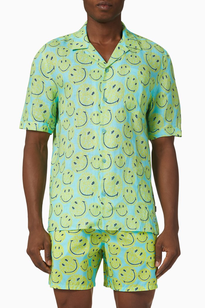 x Smiley Turtles Shirt in Poly Cotton, Blue
