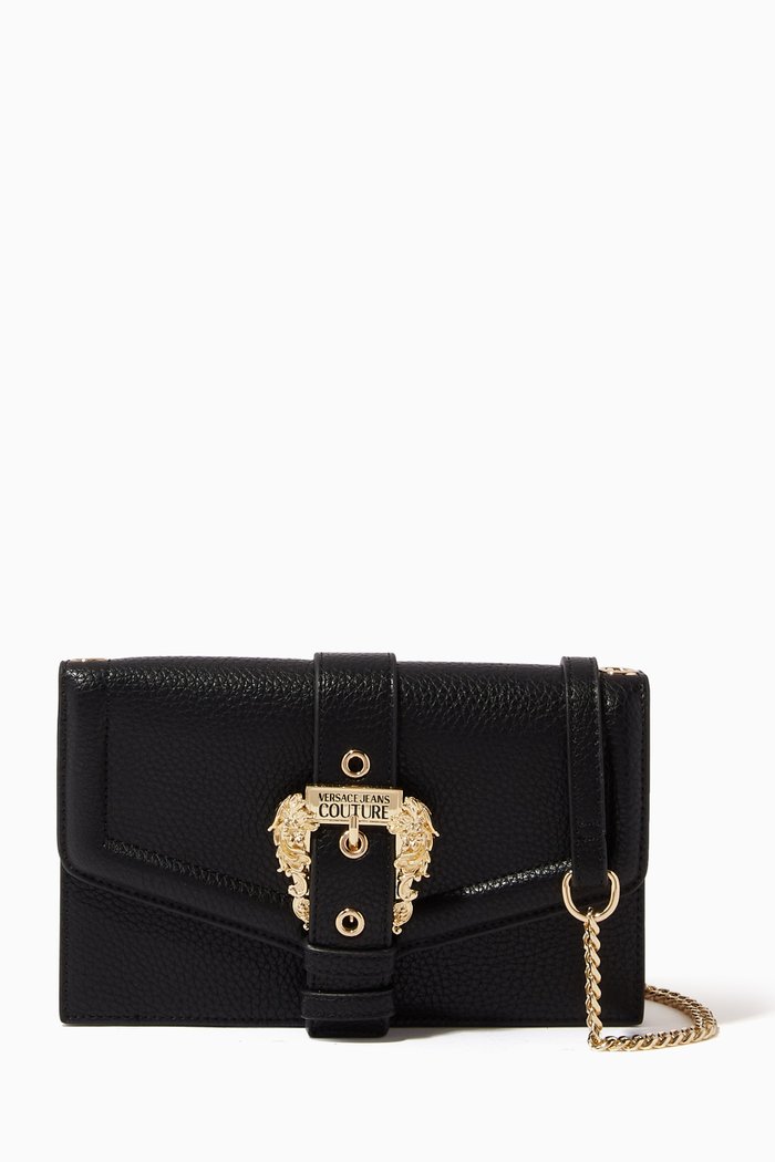 

Couture 01 Wallet on Chain in Grained Faux-Leather, Black