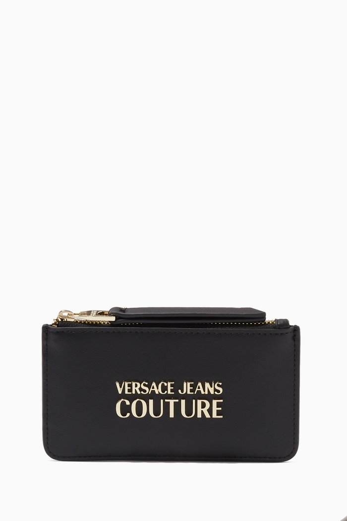 

Logo Lock Wallet Card in Leather, Black