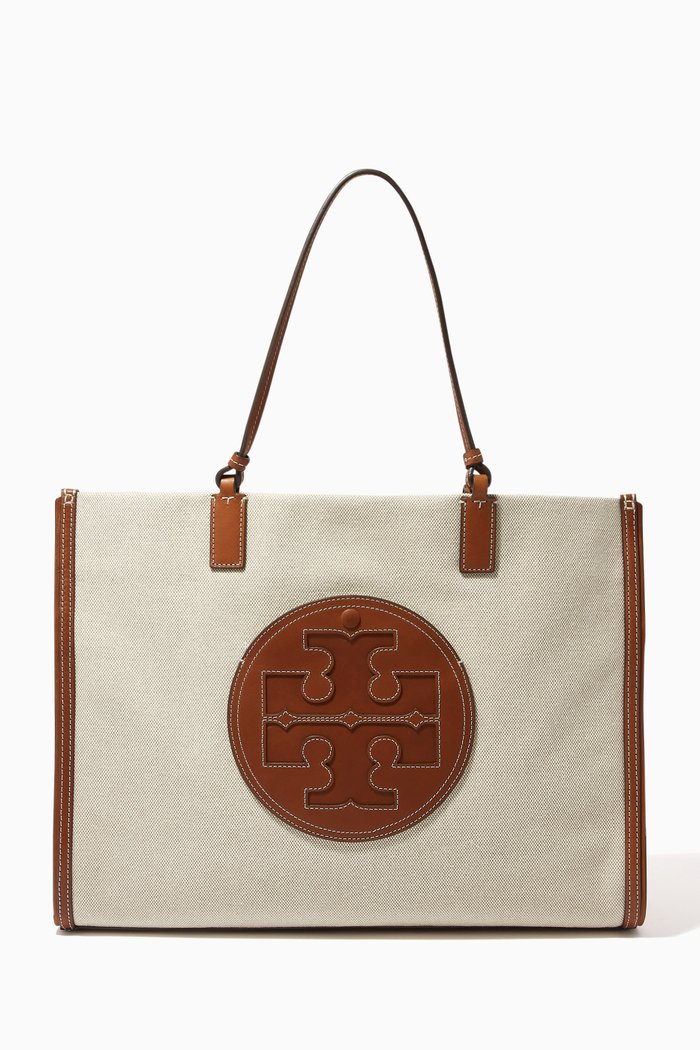 

Ella Tote in Canvas & Leather, Neutral