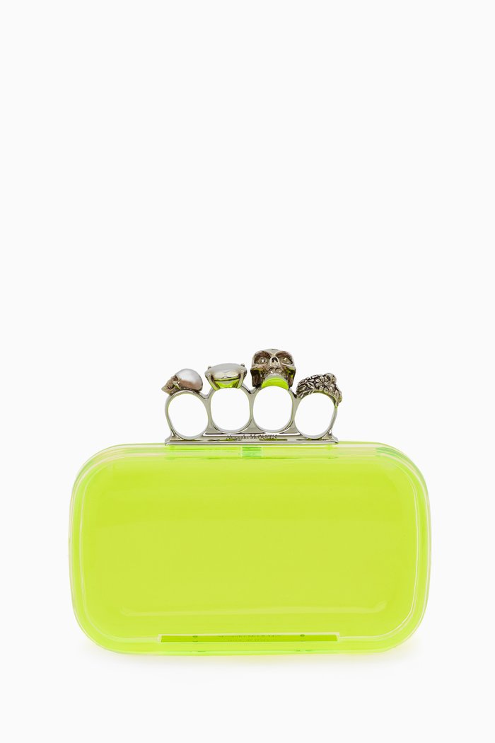 

Skull Four Ring Clutch in Plastic, Yellow
