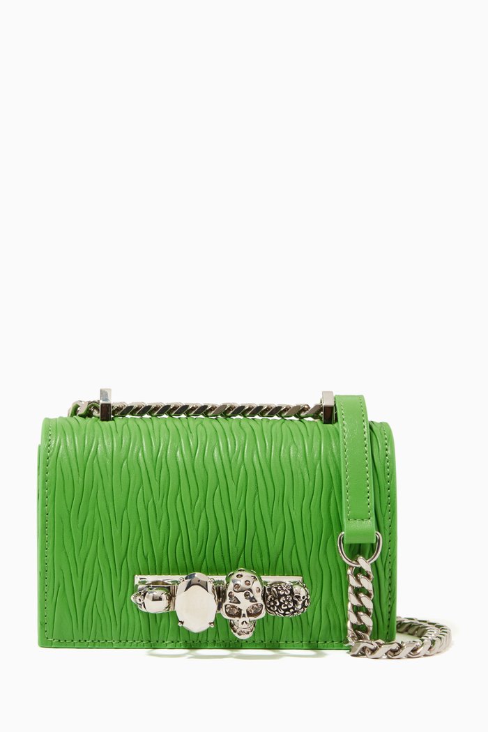 

Mini Jewelled Shoulder Bag in Nappa, Green