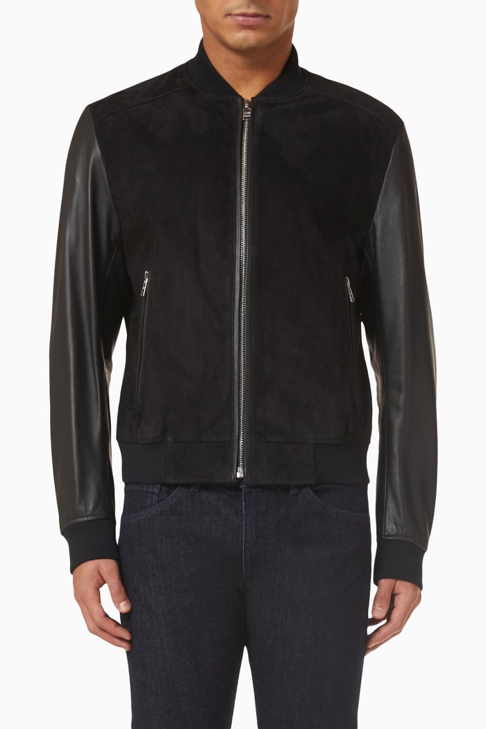 

Bomber Jacket in Suede & Nappa Leather, Black