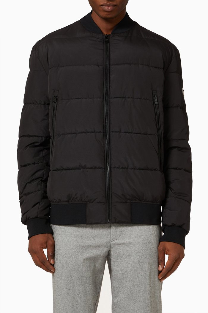 Water-Repellant Jacket in Padded Nylon, Black