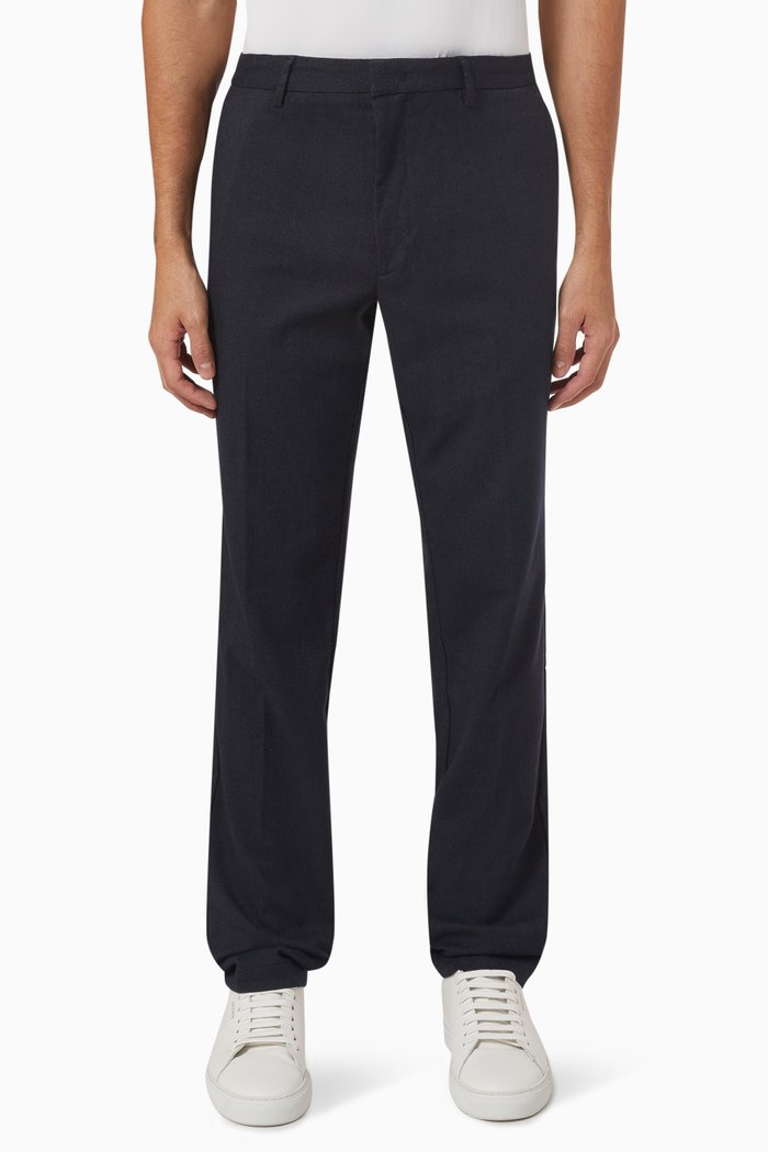 

Slim Fit Chinos in Mouliné Stretch Twill, Blue