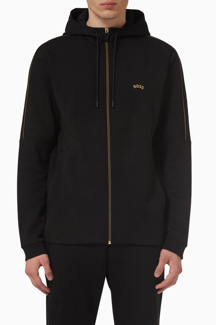 

Zip-up Hoodie in Cotton, Black