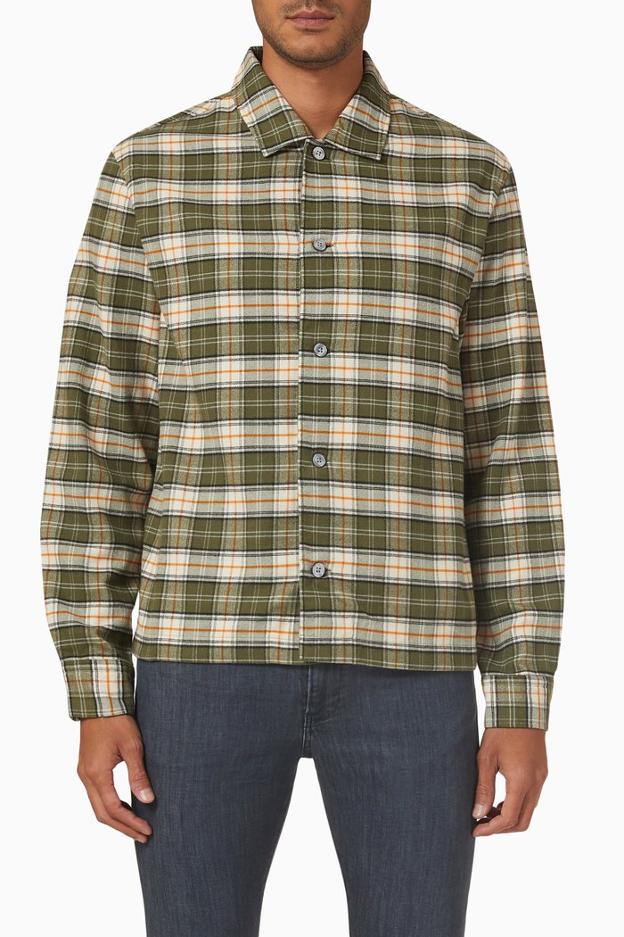 

Nolan Plaid Shirt in Cotton, Green