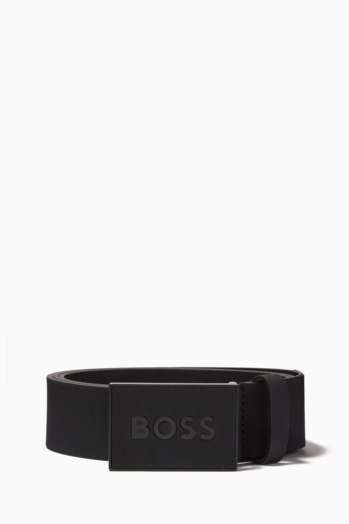 Boss Icon Belt in Leather, Black