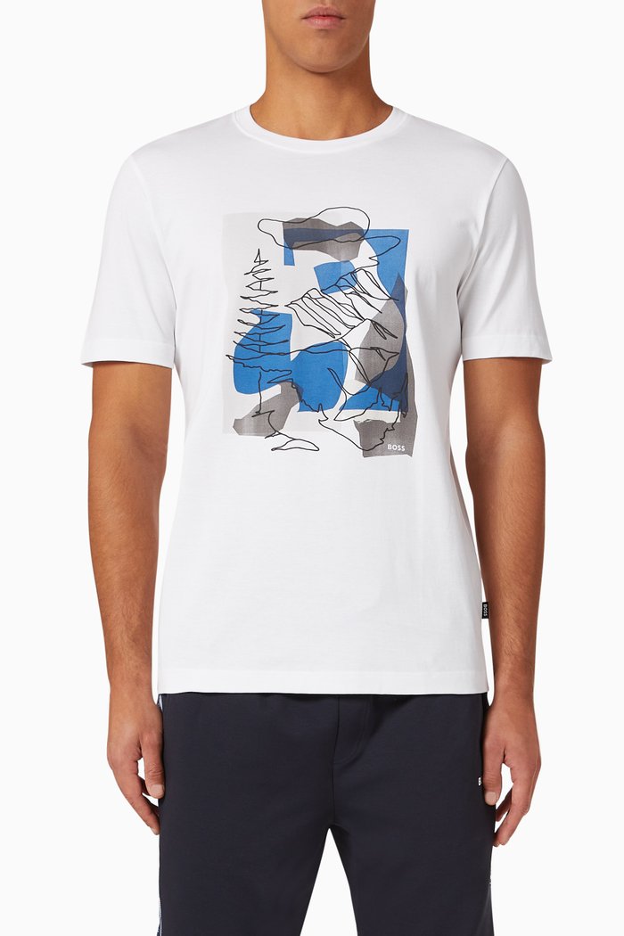 

Tiburt Graphic T-shirt in Cotton Jersey, White