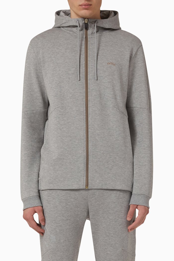 

Zip-up Hoodie in Cotton, Grey