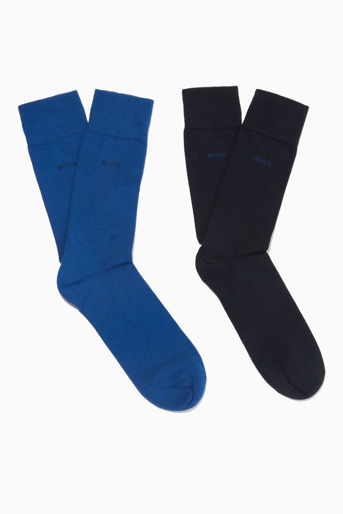 

Socks in Cotton Blend, Set of Two, Blue