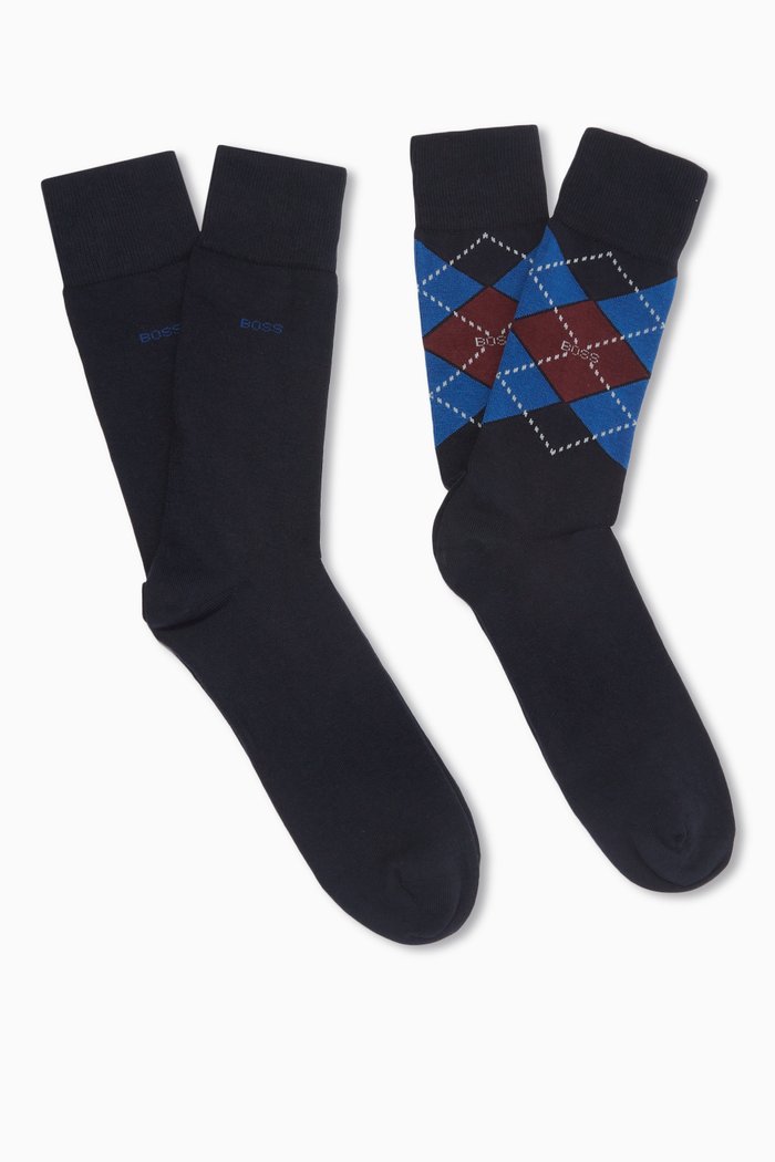 

Printed Socks in Cotton, Set of Two, Blue