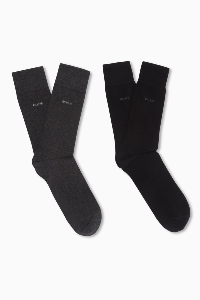 

Socks in Cotton Blend, Set of Two, Grey
