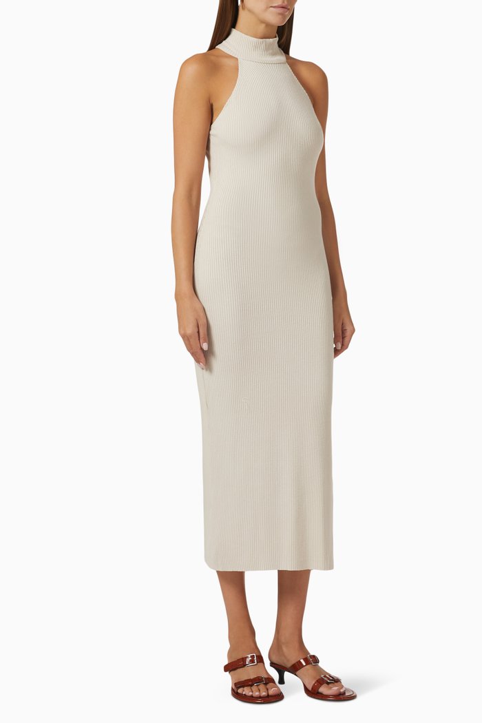 

Alloy Midi Dress in Ribbed Viscose, Neutral