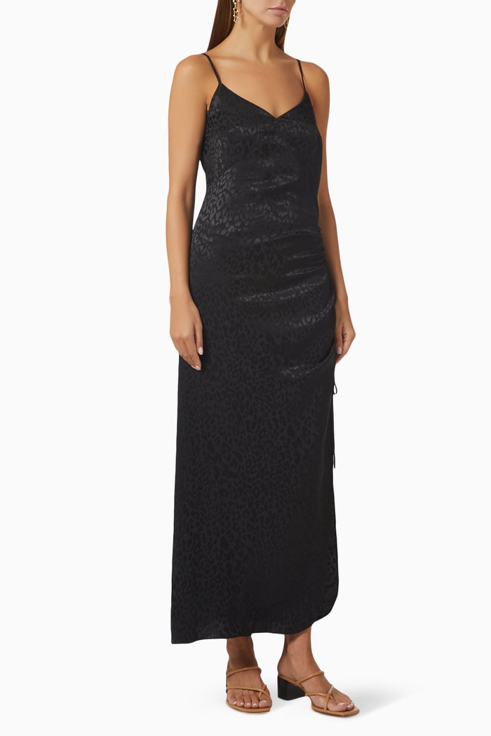 

Cinched Slip Dress in Rayon & Viscose, Black