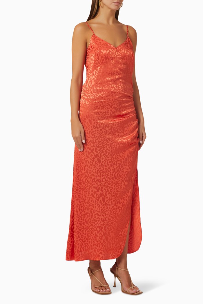 

Cinched Slip Dress in Rayon & Viscose, Red