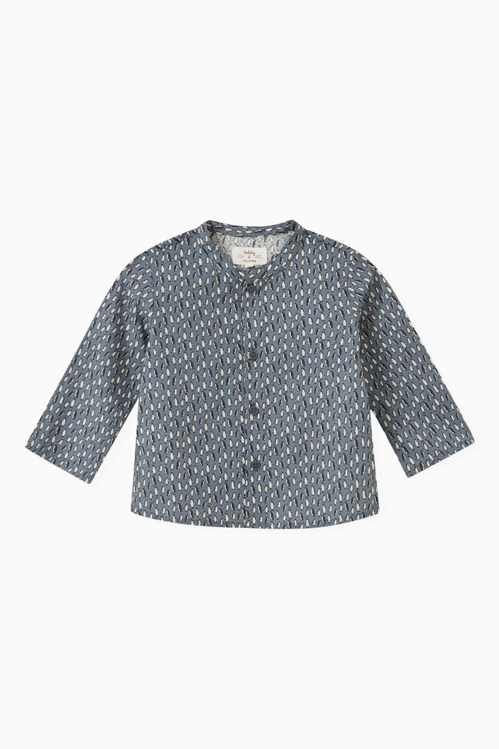 

Penguin Print Shirt in Organic Cotton, Blue