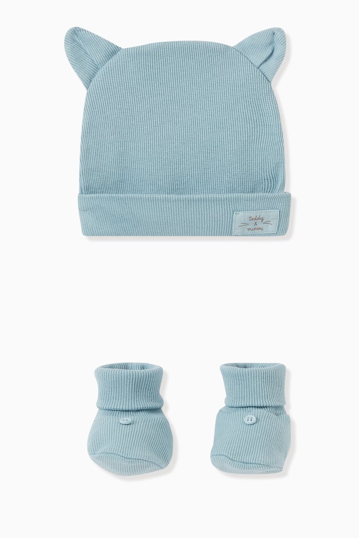 

Baby Hat & Booties Gift Set, Blue