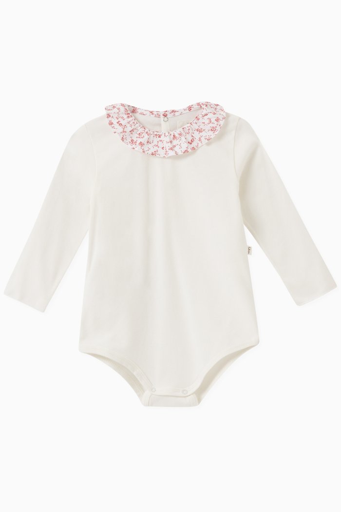 

Ruffled Bodysuit in Cotton, White