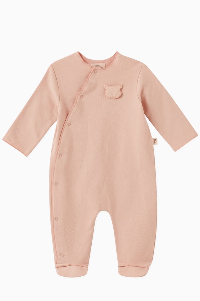 

Cat Patch Sleepsuit in Cotton, Pink
