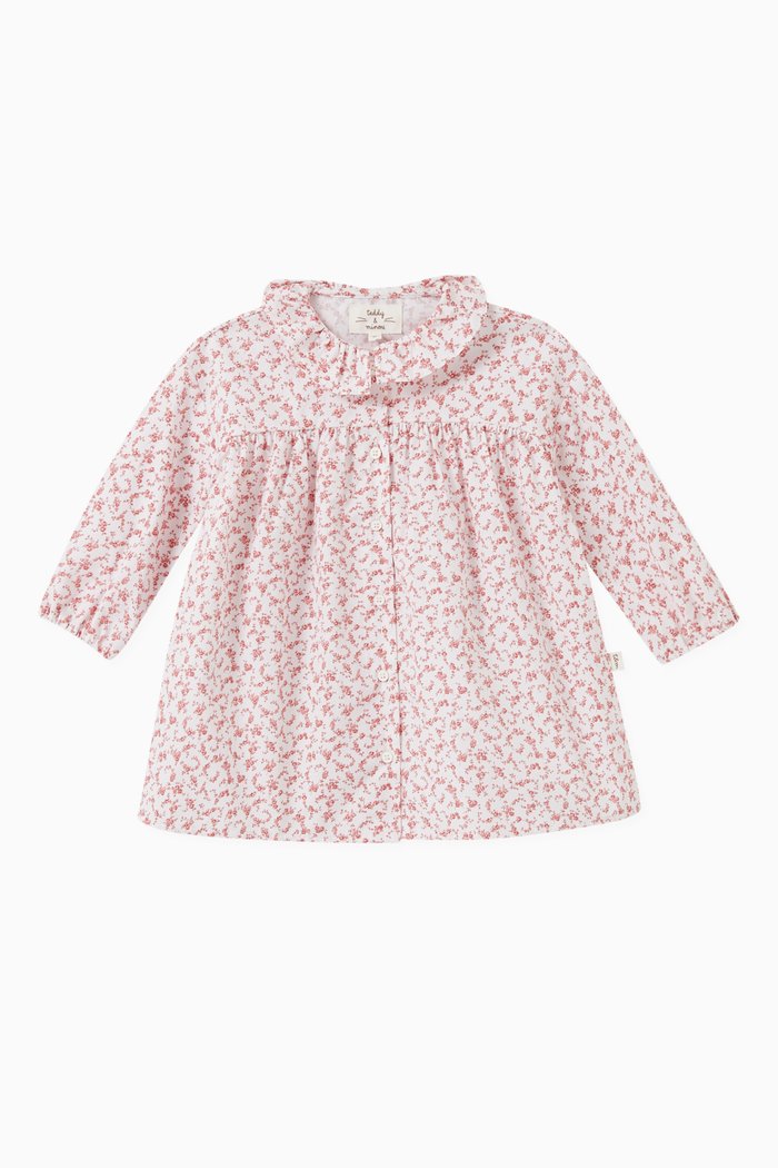 

Ruffle Collar Dress in Cotton, Pink