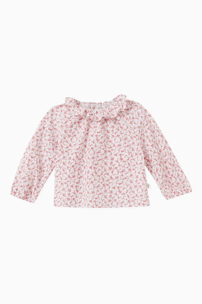

Ruffle Collar Top in Cotton, Pink