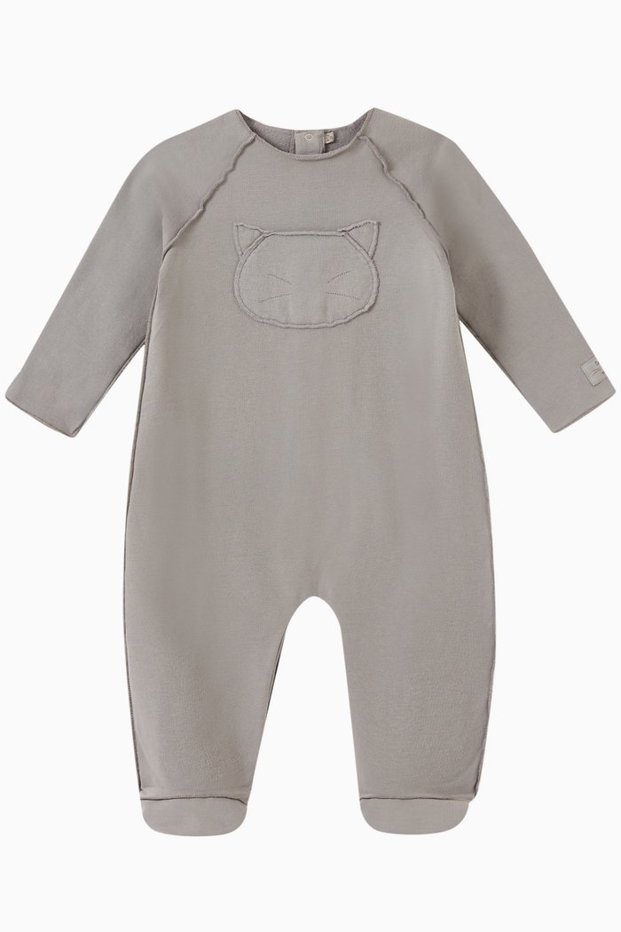 

Cat Patch Sleepsuit in Cotton, Grey