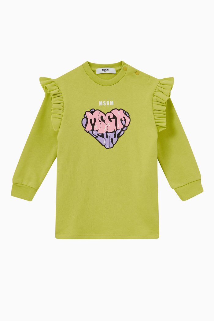 

Heart Logo Dress in Cotton, Green