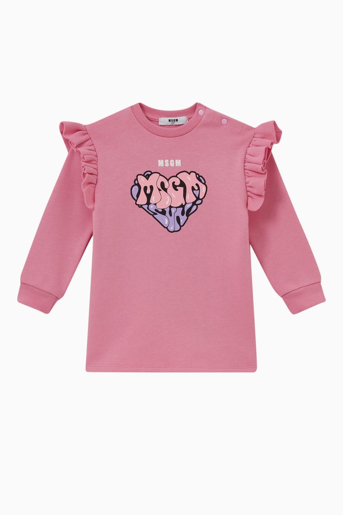 

Heart Logo Dress in Fleece, Pink