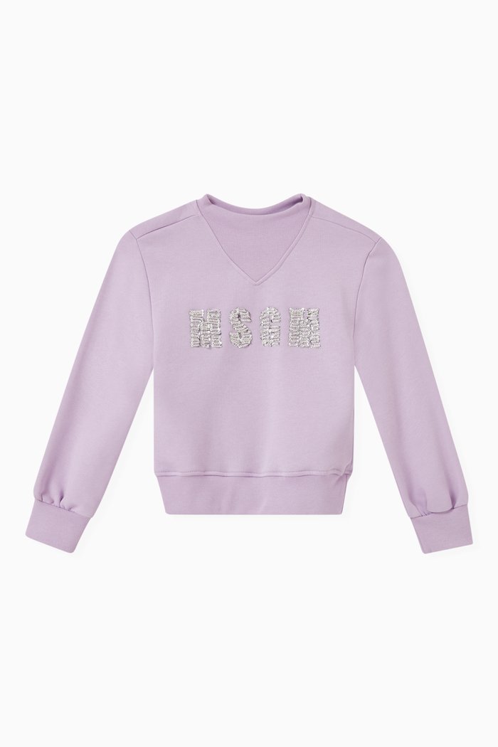 

Glittered Logo Sweatshirt in Cotton, Purple
