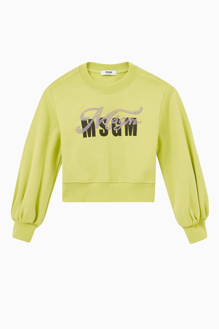 Logo Print Sweatshirt in Fleece, Green