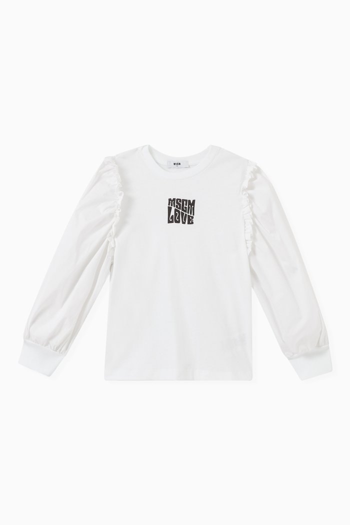 

Puff Sleeved T-shirt in Cotton, White