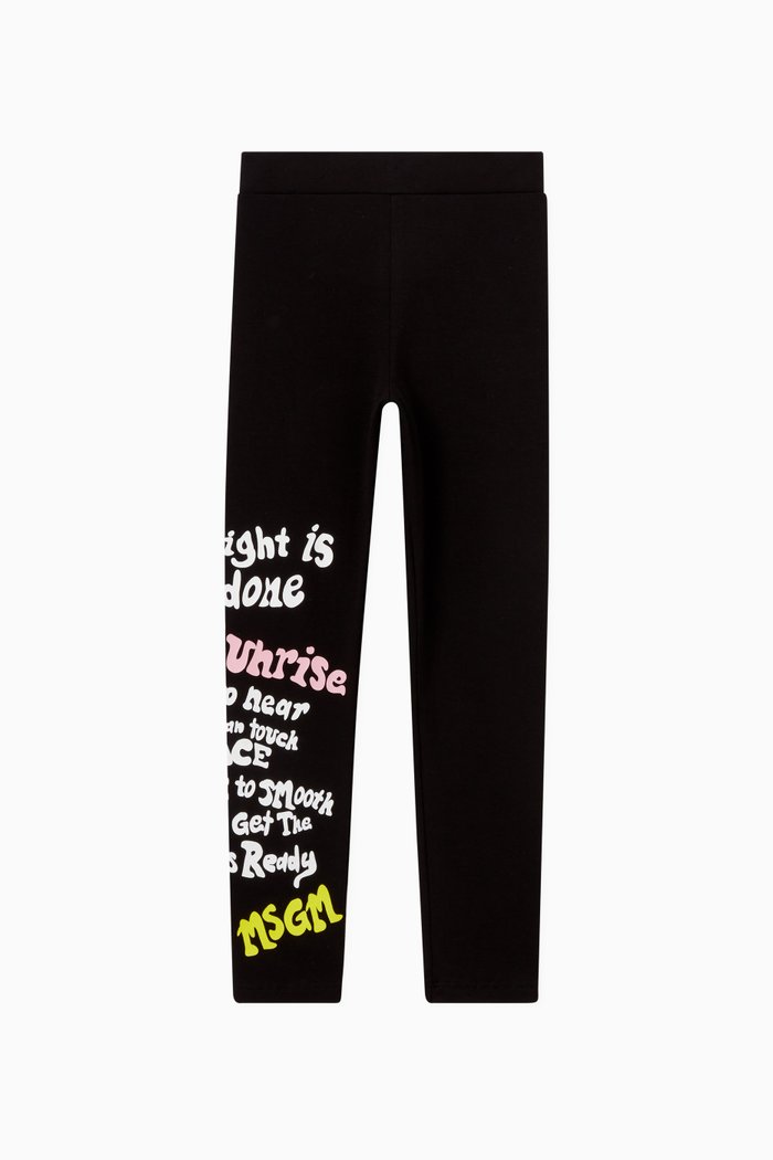 

Text Print Leggings in Cotton, Black