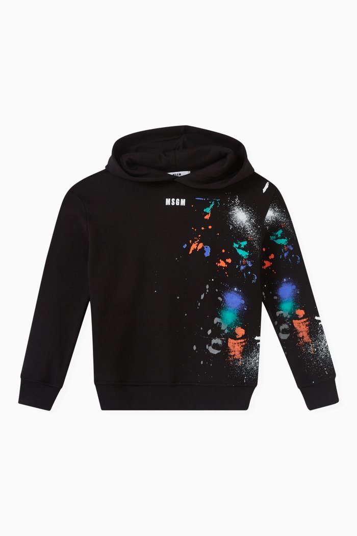 

Spray Painted Hoodie in Cotton, Black