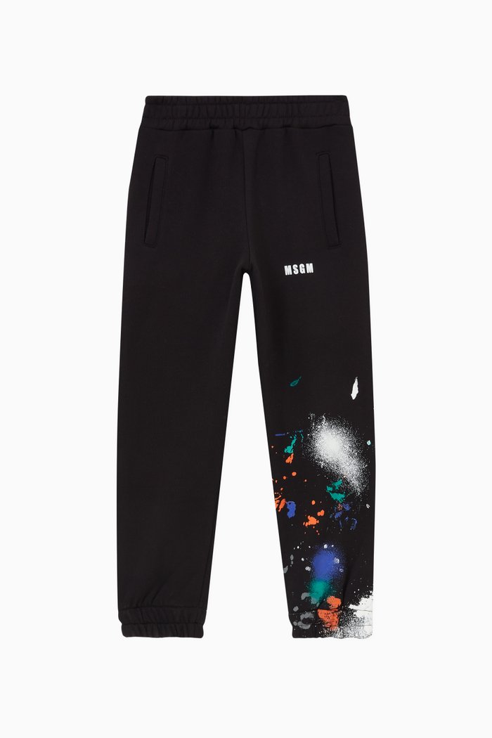 

Splatter Detail Sweatpants in Cotton, Black