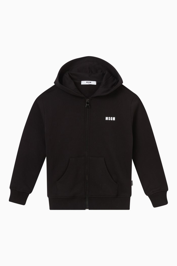 Logo Hoodie in Cotton, Black