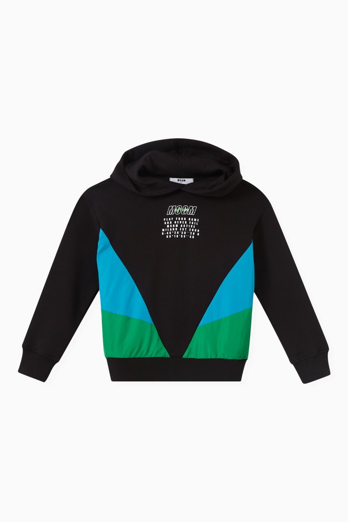 

Contrasting Logo Hoodie in Cotton, Black