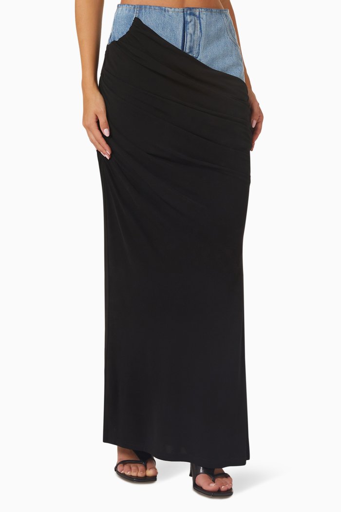 

Wrapped Column Maxi Skirt in Denim, Blue