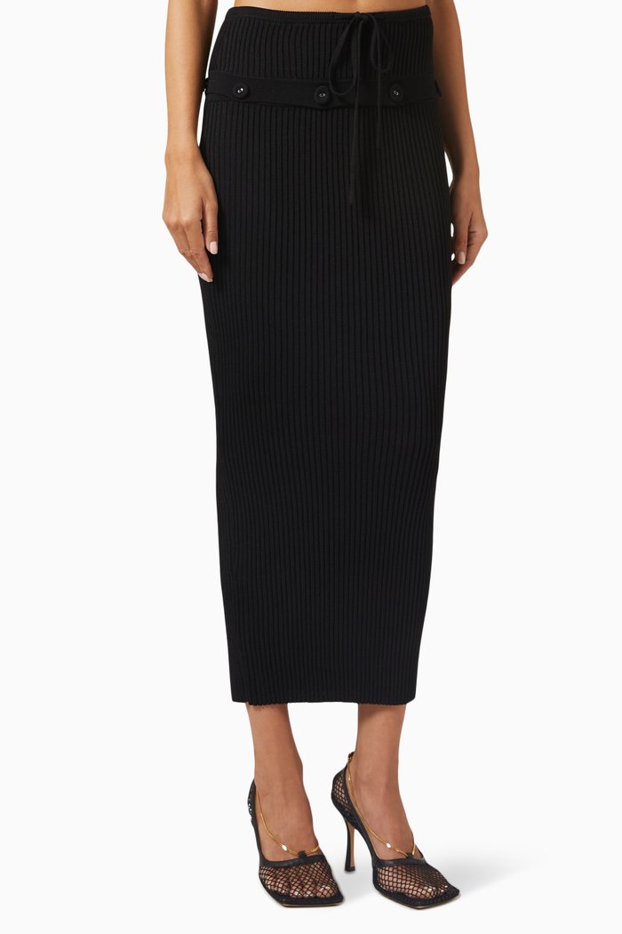 

Deconstruct Midi Skirt in Ribbed-knit, Black