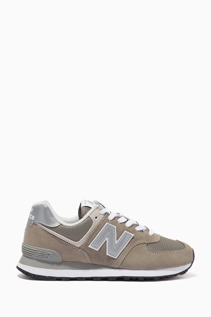 

574 Low-top Sneakers in Suede & Recycled Mesh, Grey