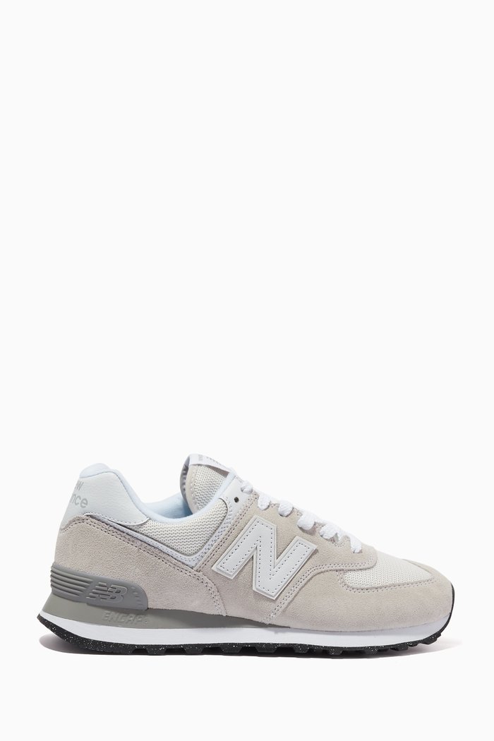 574 Low-top Sneakers in Suede & Recycled Mesh, White