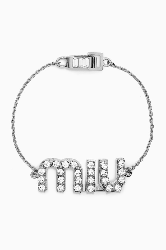 

Logo Bracelet in Crystal & Metal, Silver