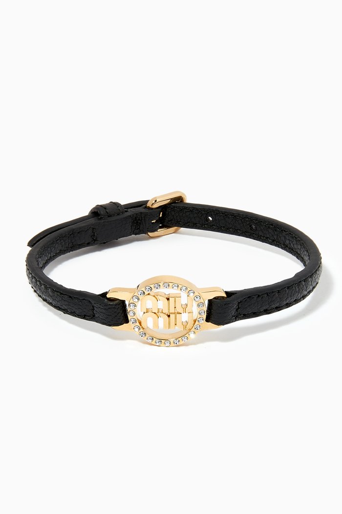 

Logo Bracelet in Madras Leather, Black