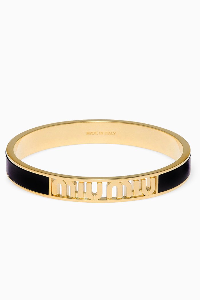 

Enameled Logo Bracelet in Metal, Black