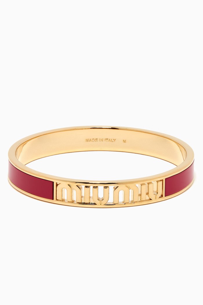 

Enameled Logo Bracelet in Metal, Pink